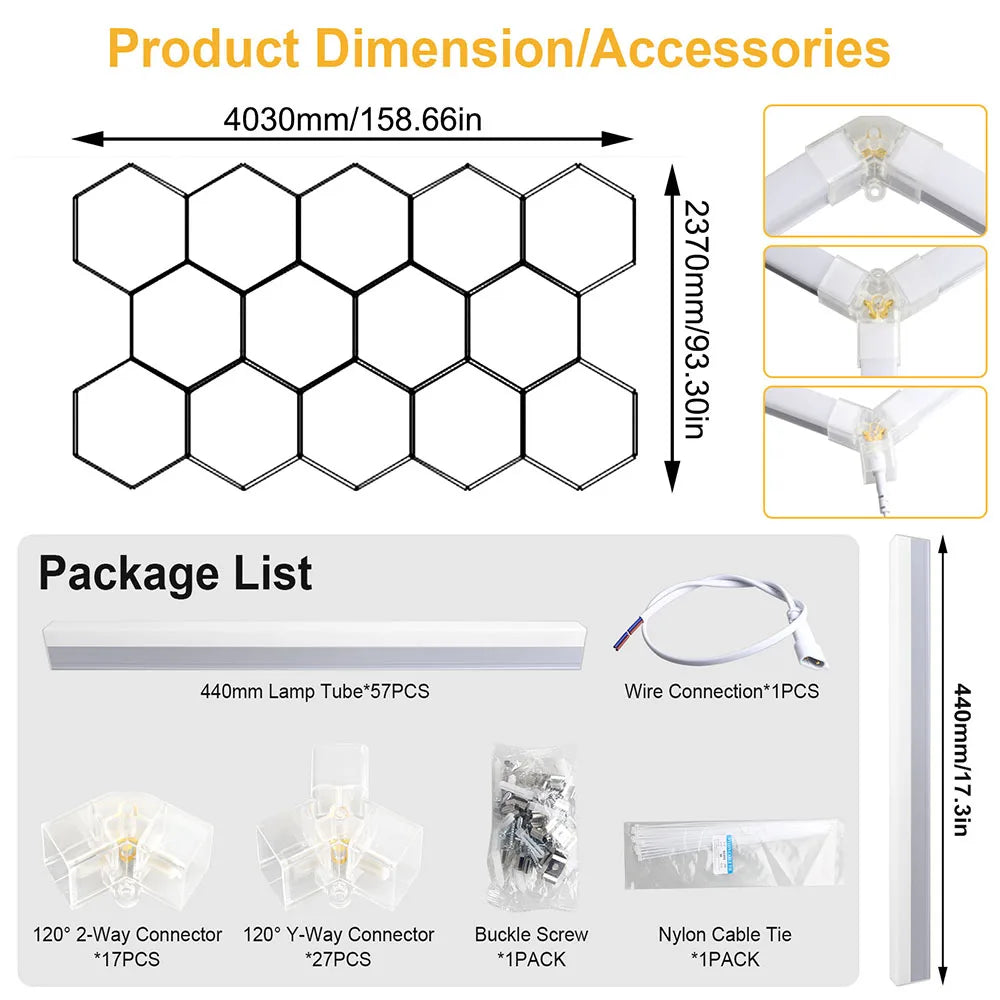 Hexagonal Garage LED Light