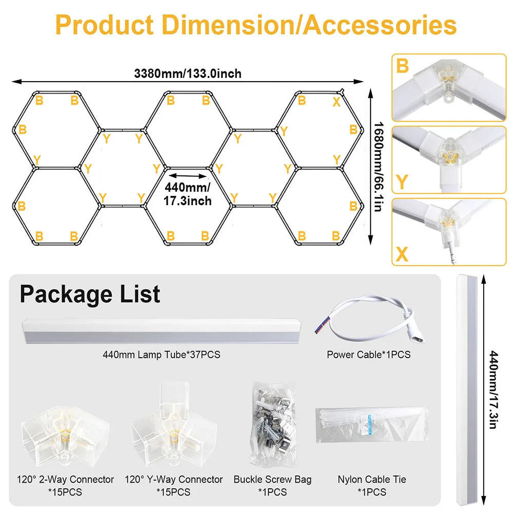 Hexagonal Garage LED Light
