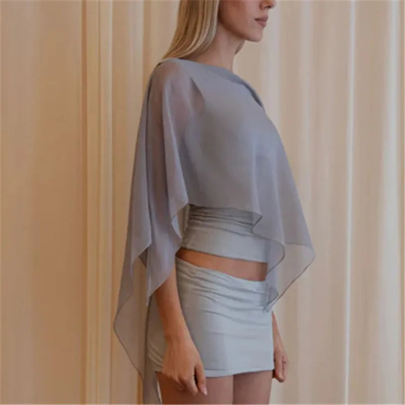 Sheer Mesh Poncho Shawl