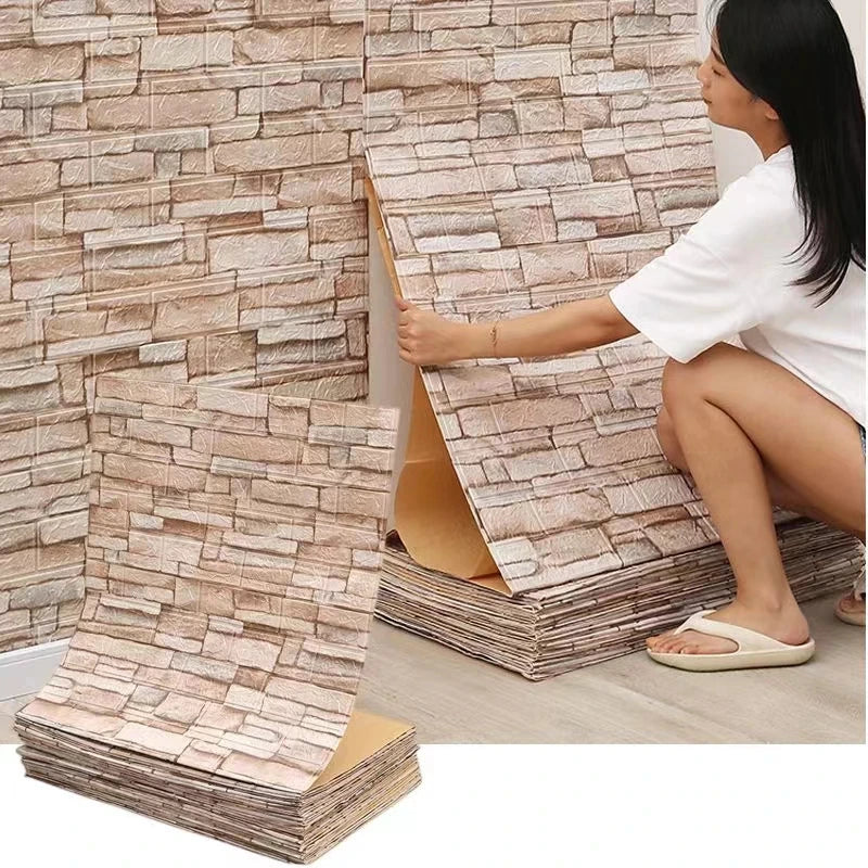 3D Self-Adhesive Brick Wallpaper