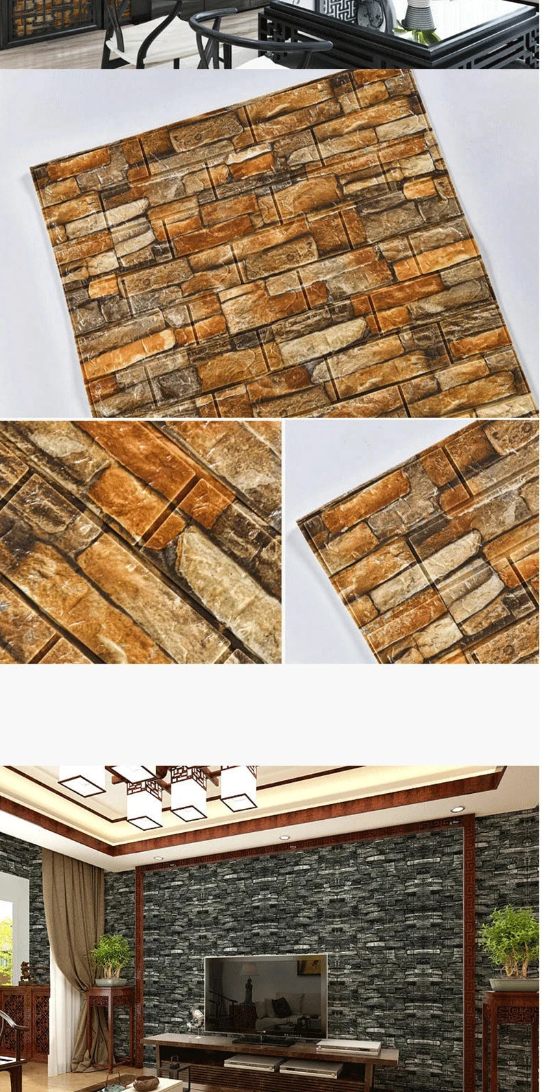 3D Self-Adhesive Brick Wallpaper