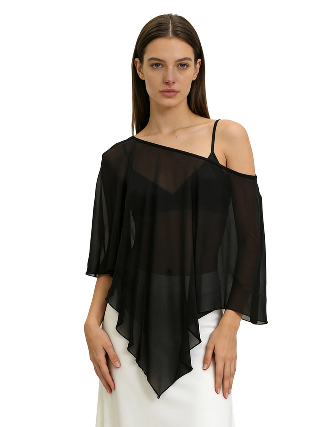 Sheer Mesh Poncho Shawl
