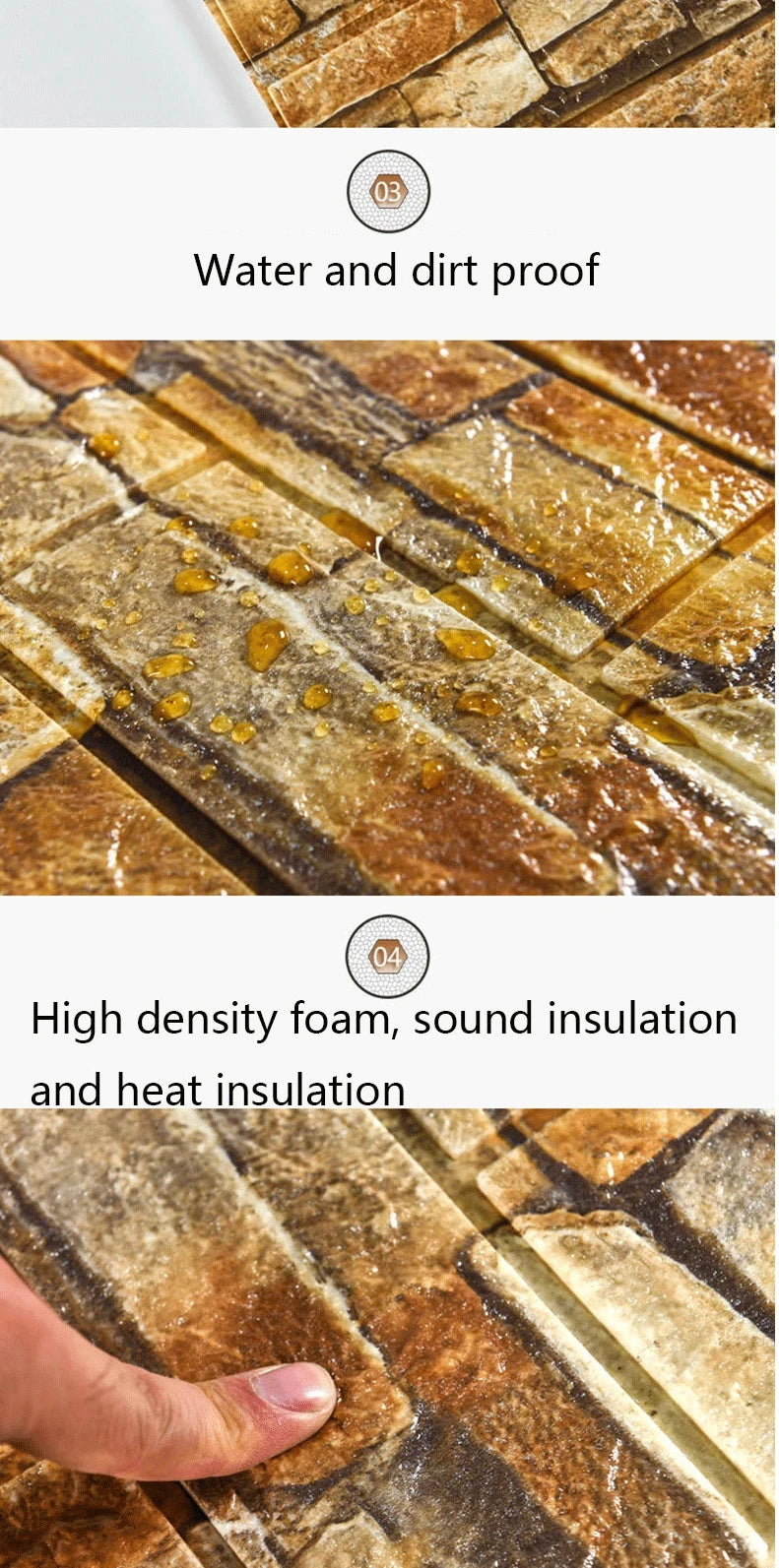 3D Self-Adhesive Brick Wallpaper