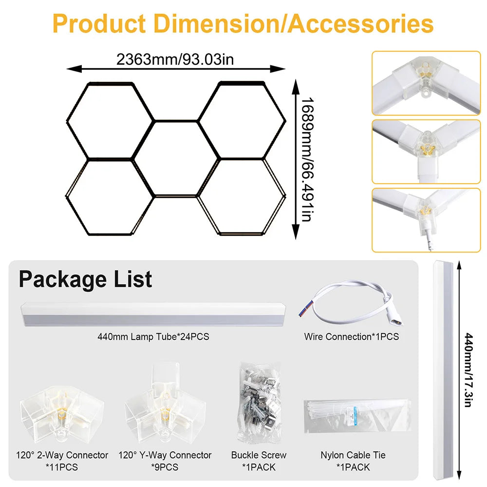 Hexagonal Garage LED Light