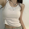 Ribbed Button Tank Top