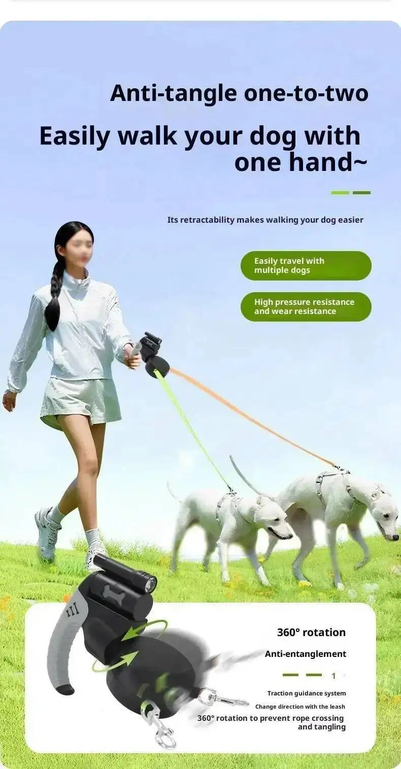 3M Double Dog Leash with LED