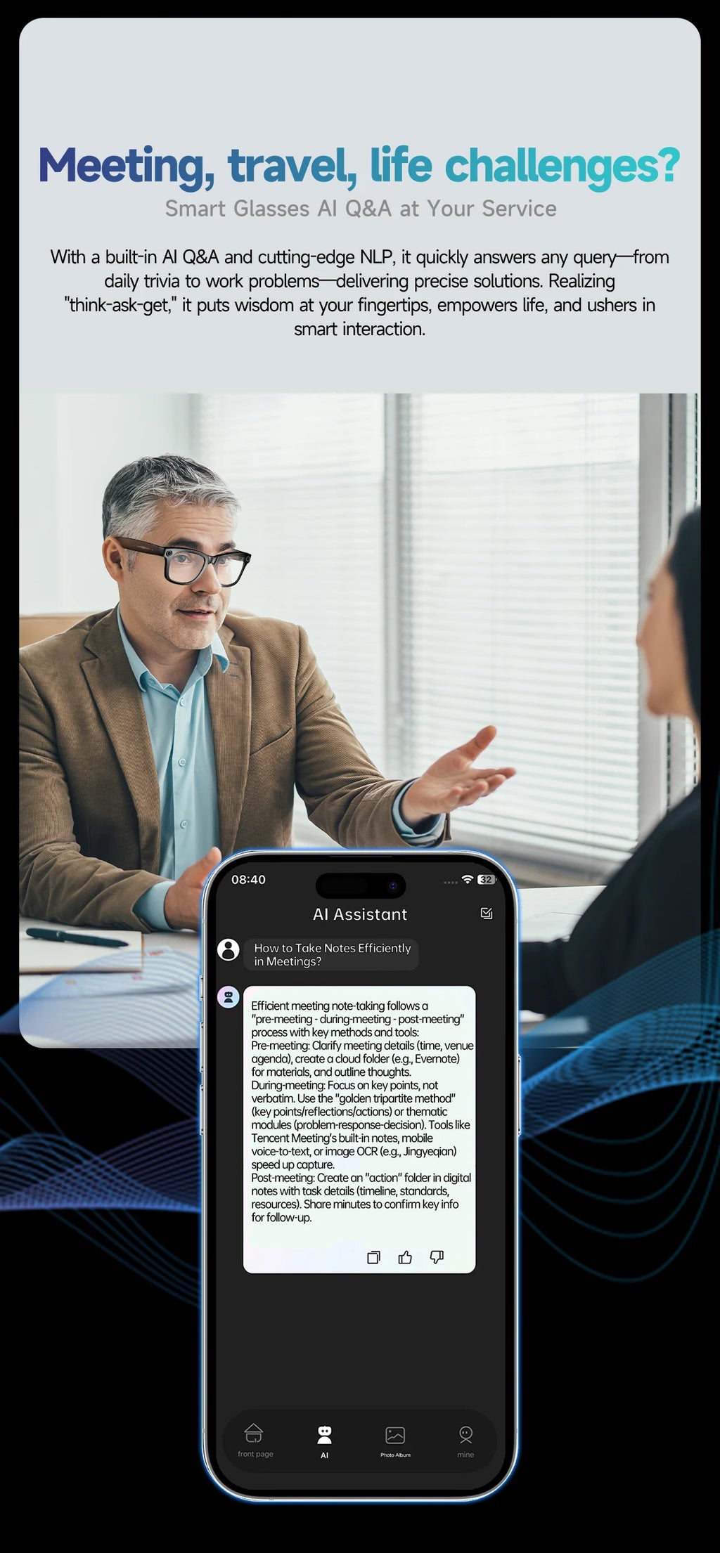 AI Camera Smart Glasses