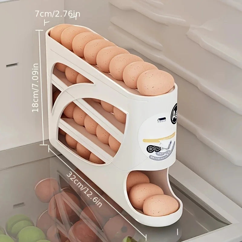 3-Tier Rolling Egg Storage Organizer – 24 Egg Capacity