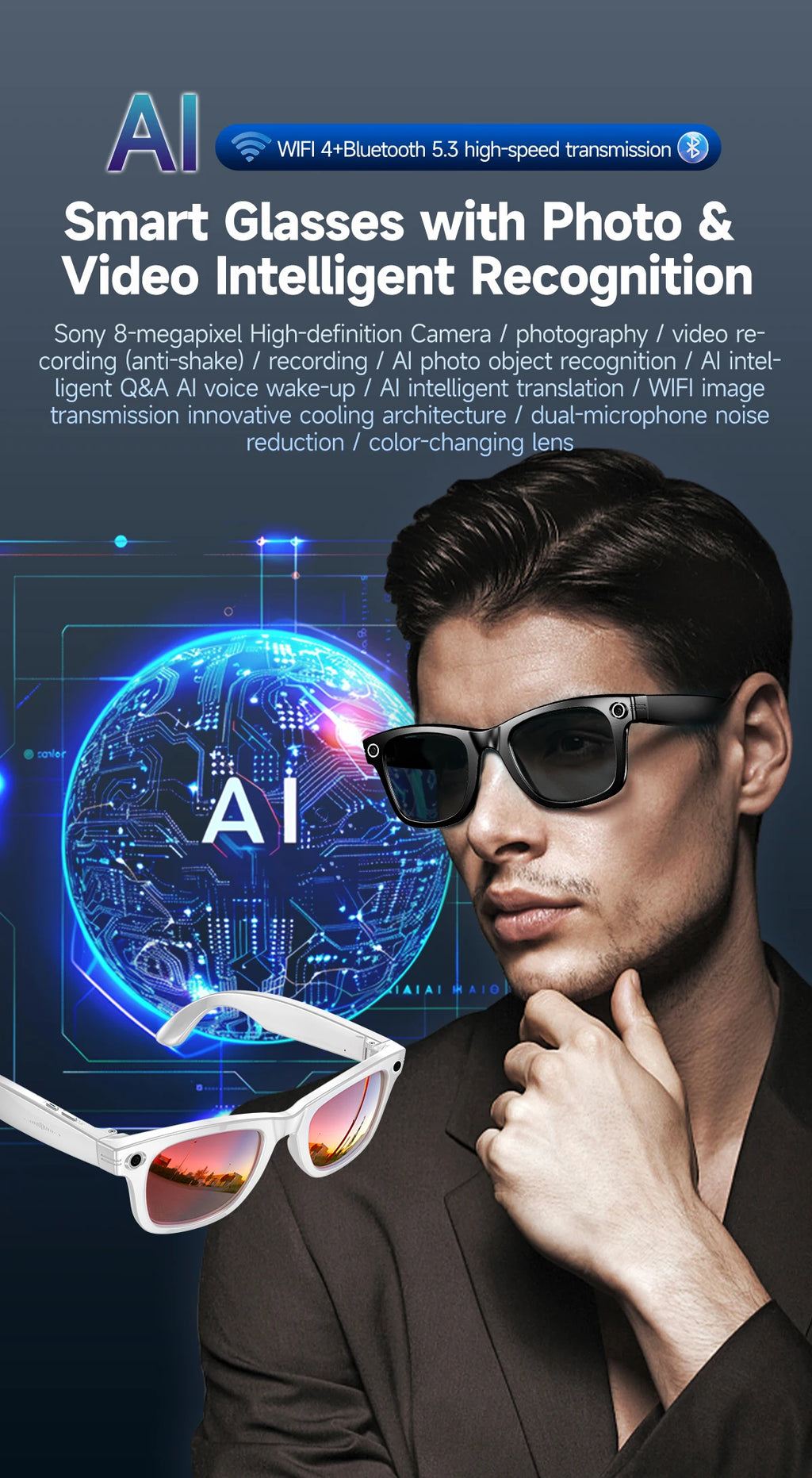 AI Camera Smart Glasses
