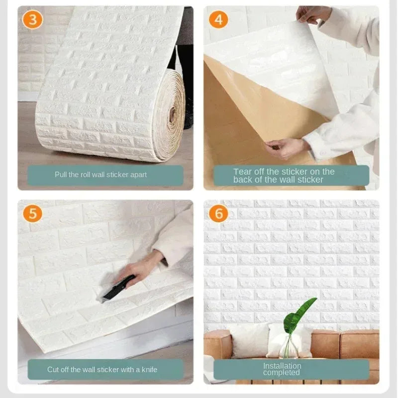3D Self-Adhesive Brick Wallpaper