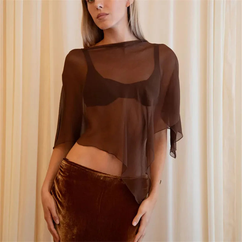 Sheer Mesh Poncho Shawl