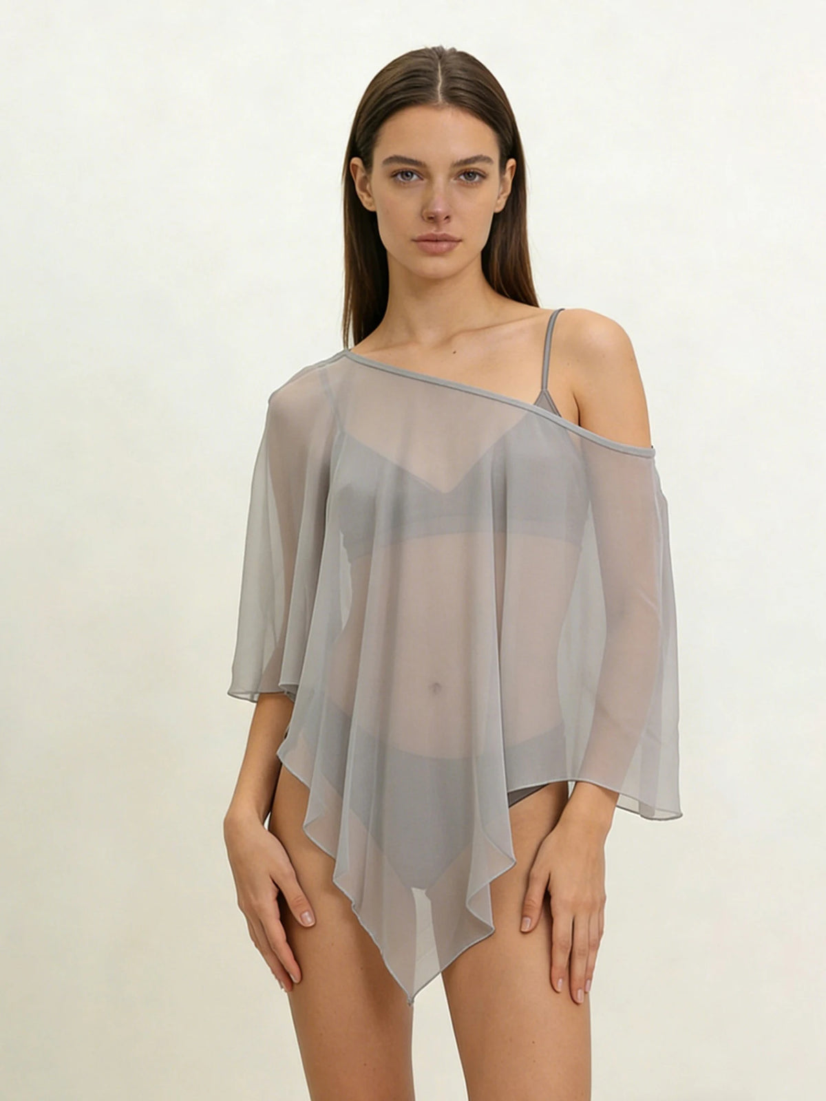 Sheer Mesh Poncho Shawl