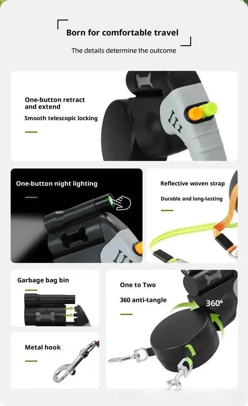 3M Double Dog Leash with LED