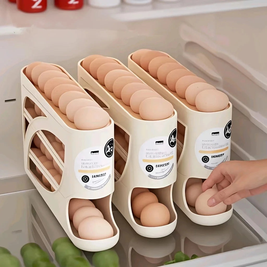3-Tier Rolling Egg Storage Organizer – 24 Egg Capacity