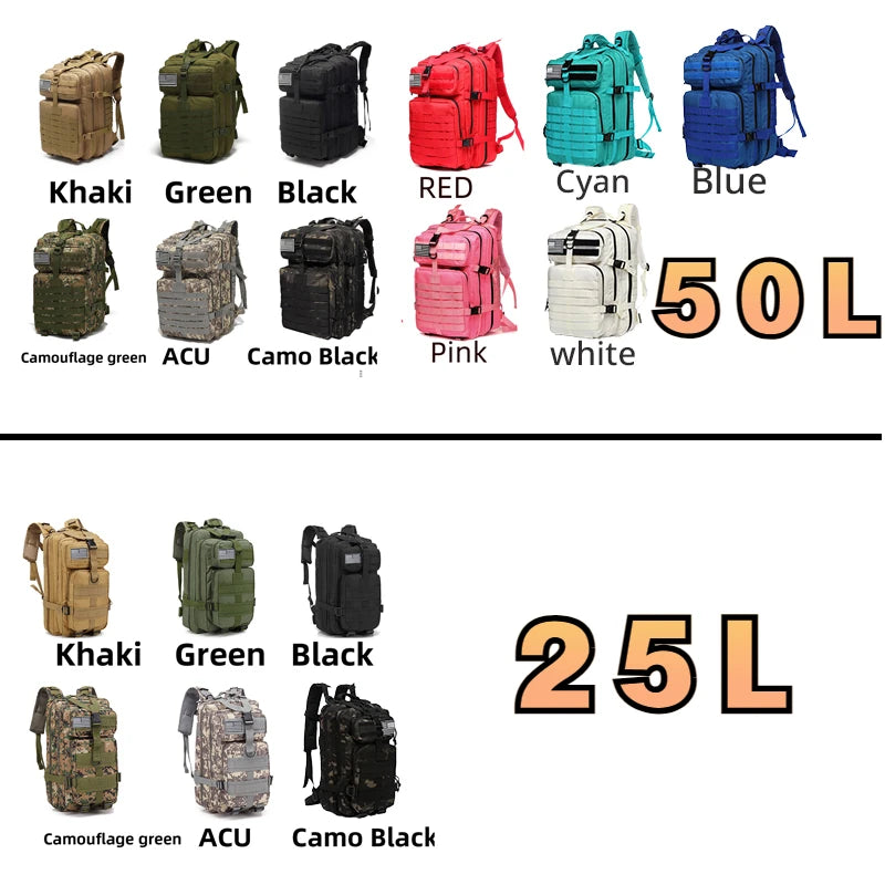25L/50L Waterproof Outdoor Backpack