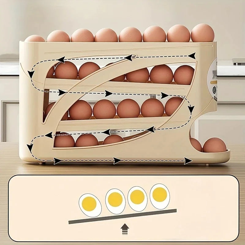 3-Tier Rolling Egg Storage Organizer – 24 Egg Capacity