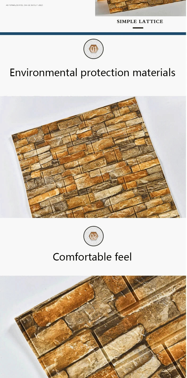 3D Self-Adhesive Brick Wallpaper