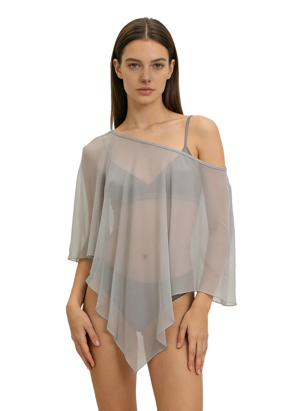 Sheer Mesh Poncho Shawl