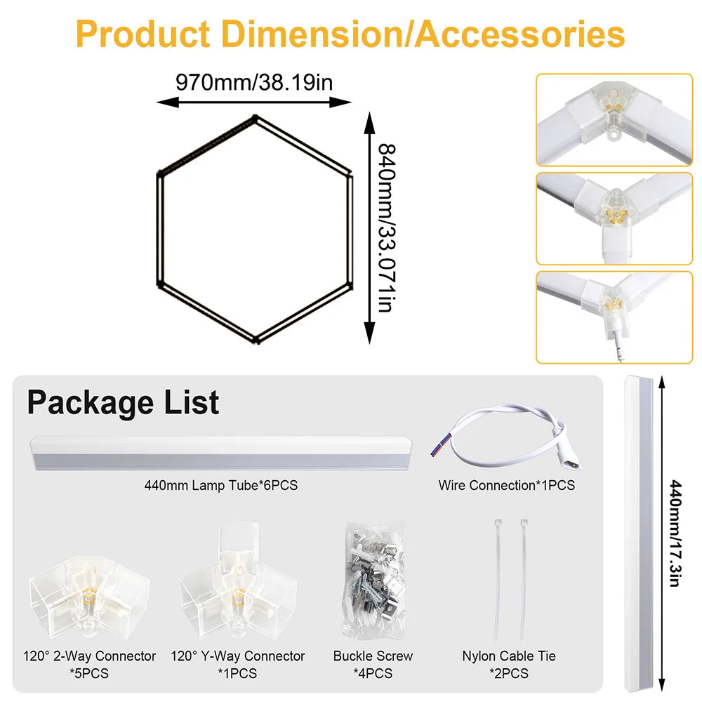 Hexagonal Garage LED Light