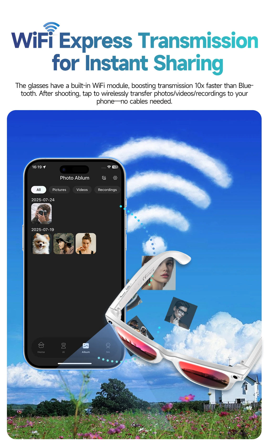AI Camera Smart Glasses