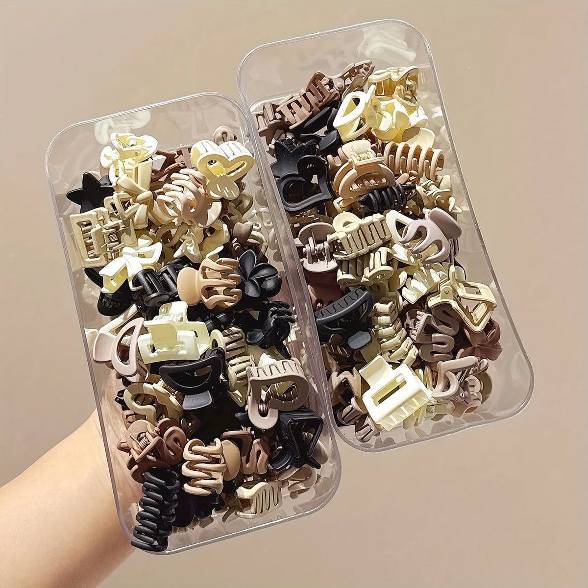 Beige Hair Clips Set