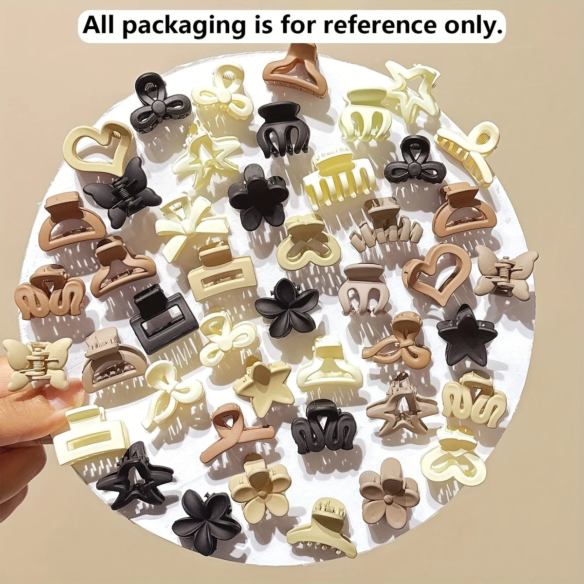 Beige Hair Clips Set