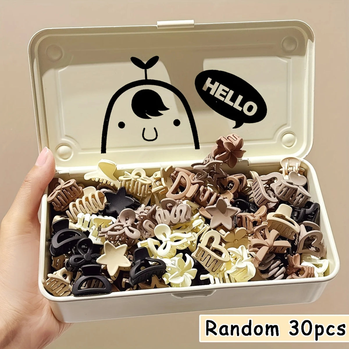 Beige Hair Clips Set