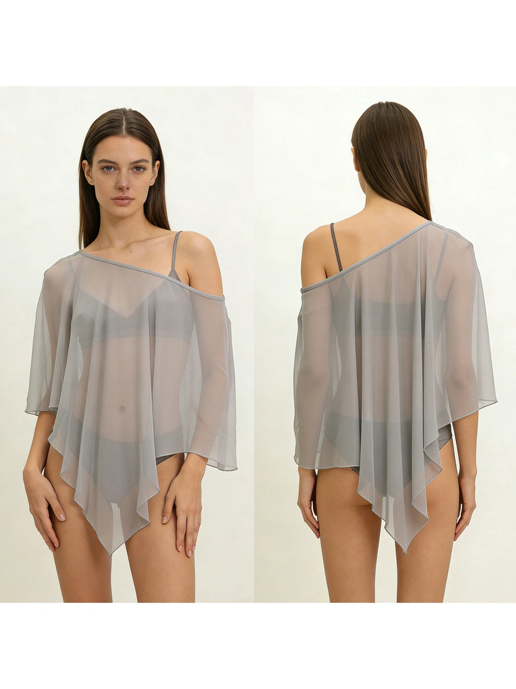 Sheer Mesh Poncho Shawl