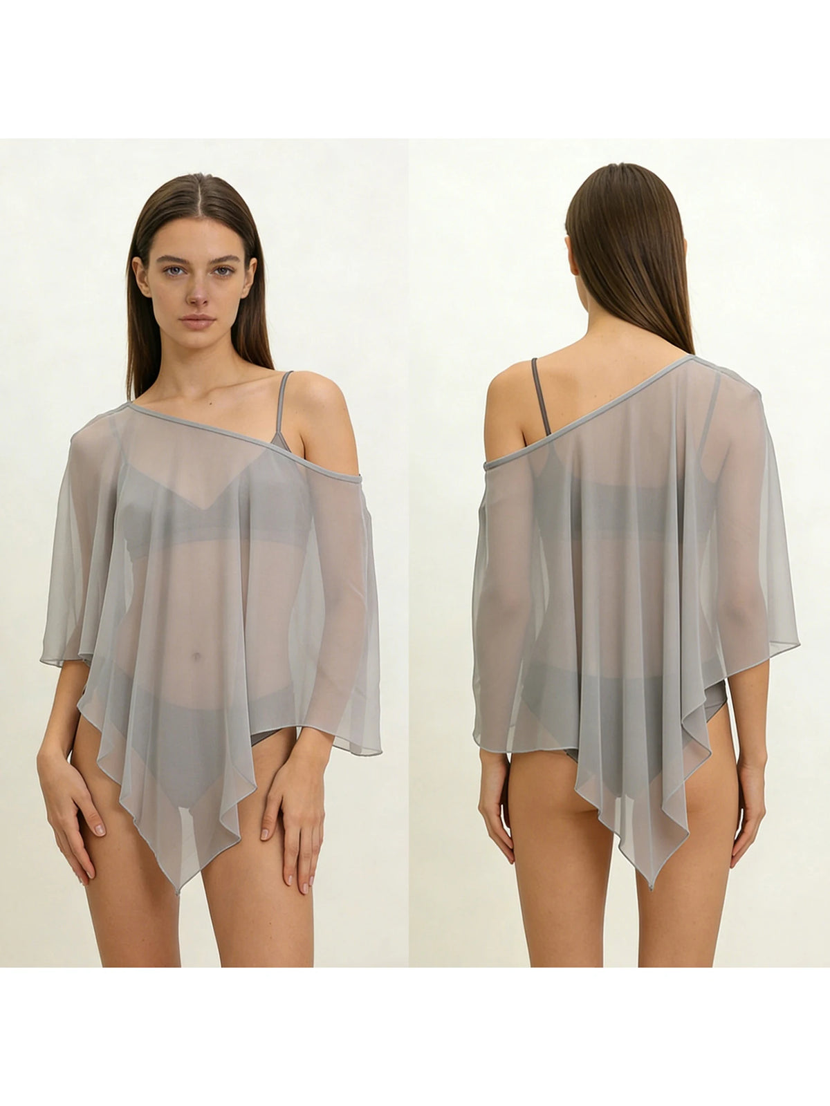 Sheer Mesh Poncho Shawl
