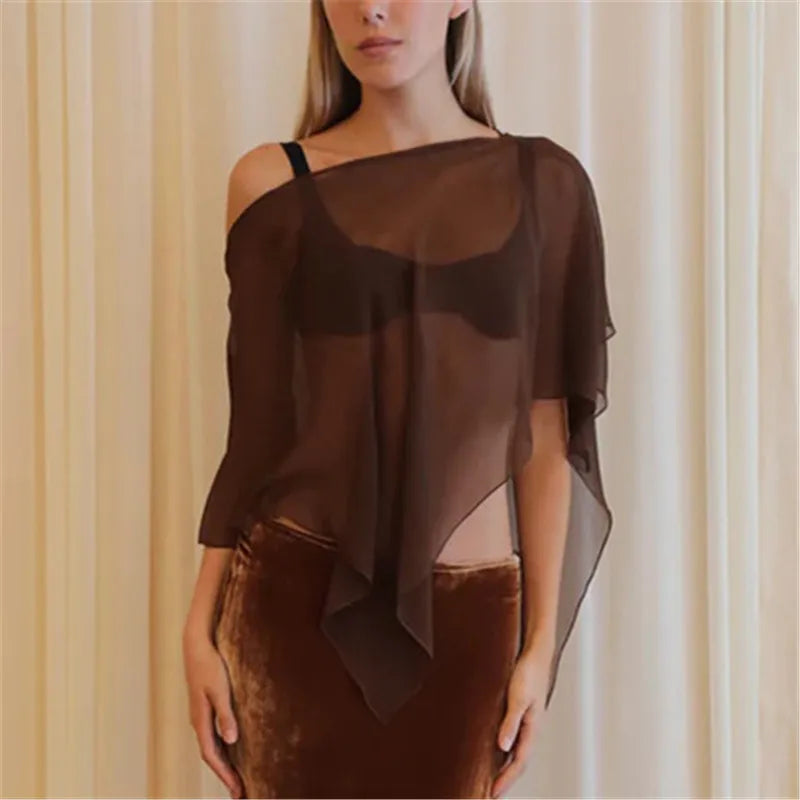 Sheer Mesh Poncho Shawl